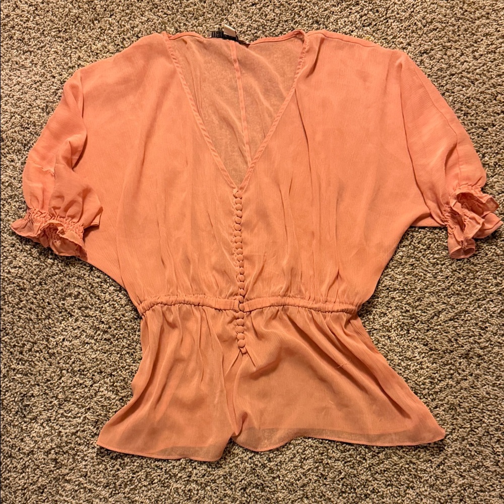 Forever 21 Peach Button-Front Blouse